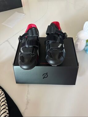 Peloton Black Cycling Shoes with Red Lining
